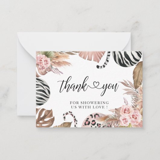 パーティー動物ヒョウ印刷ジャングルワイルド感謝していユー ノートカード (正面)