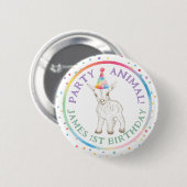 パーティー動物ベビーヤギ誕生日ピンボタン 缶バッジ (正面&裏面)