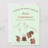 パーティー動物リス誕生日パーティーの招待 招待状 (正面)