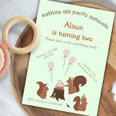 パーティー動物リス誕生日パーティーの招待 招待状