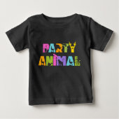 パーティー動物動物園サファリ誕生日パーティー ベビーTシャツ (正面)