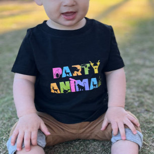 パーティー動物動物園サファリ誕生日パーティー ベビーTシャツ