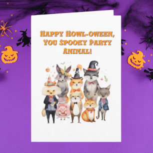 パーティー動物可愛いおもしろいフォトハロウィンカード カード
