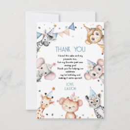 パーティー動物可愛いサファリボーイ誕生日パーティー サンキューカード