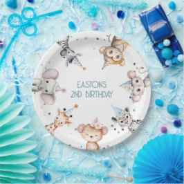 パーティー動物可愛いサファリボーイ誕生日パーティー ペーパープレート