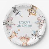 パーティー動物可愛いサファリボーイ誕生日パーティー ペーパープレート (正面)