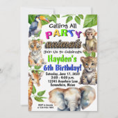 パーティー動物園猿誕生日招待状 招待状 (正面)