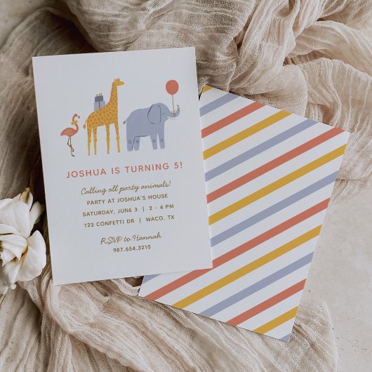パーティー動物子供の誕生日招待状 招待状