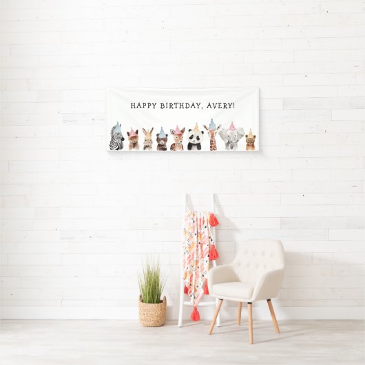 パーティー動物子供の誕生日 横断幕 (インサイチュ)