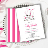パーティー動物子犬ピンクの誕生日パーティーの招待 招待状
