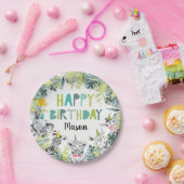 パーティー動物少年サファリ動物の誕生日パーティー ペーパープレート (パーティー)