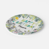 パーティー動物少年サファリ動物の誕生日パーティー ペーパープレート (アングル)