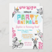 パーティー動物招待状 |パーティー動物誕生日 招待状 (正面/裏面)