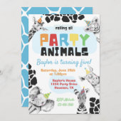 パーティー動物招待状 |パーティー動物誕生日 招待状 (正面/裏面)