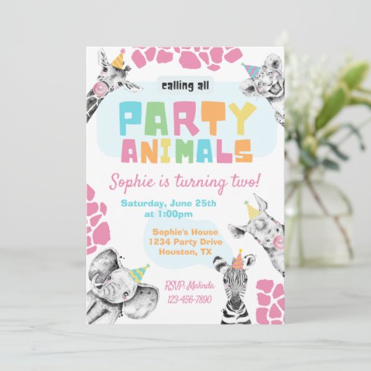 パーティー動物招待状 |パーティー動物誕生日 招待状 (スタンド正面)