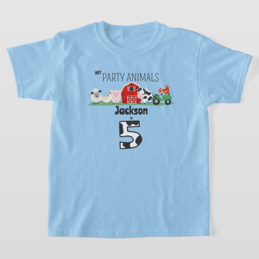 パーティー動物第5誕生日農場動物誕生日 Tシャツ (レイダウン)