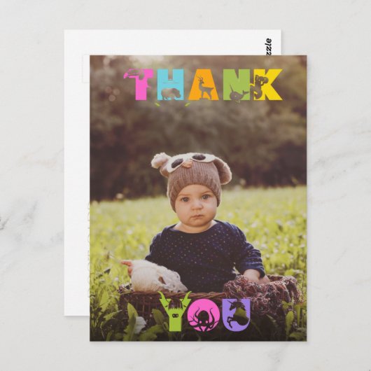 パーティー動物誕生日カスタム写真ありがとうご注意 ポストカード (正面/裏面)