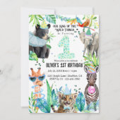 パーティー動物誕生日サファリ熱帯風 招待状 (正面)