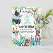 パーティー動物誕生日サファリ熱帯風 招待状 (スタンド正面)