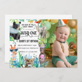 パーティー動物誕生日サファリ 招待状 (正面/裏面)