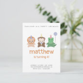 パーティー動物誕生日シンプル招待状 ポストカード (スタンド正面)