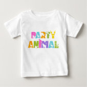 パーティー動物誕生日ホワイトズーサファリシャツ ベビーTシャツ (正面)