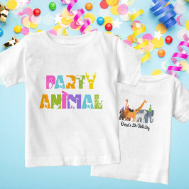 パーティー動物誕生日ホワイトズーサファリシャツ ベビーTシャツ