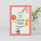 パーティー動物誕生日招待状 シーズンカード (スタンド正面)