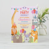 パーティー動物誕生日気球動物園の野生のジャングル 招待状 (スタンド正面)