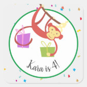 パーティー動物誕生日 スクエアシール (正面)