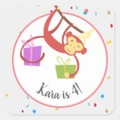 パーティー動物誕生日 スクエアシール (正面)