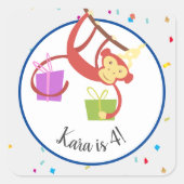 パーティー動物誕生日 スクエアシール (正面)