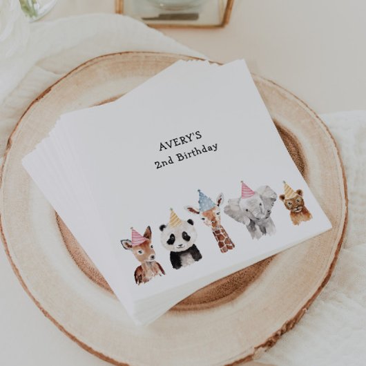 パーティー動物誕生日 スタンダードカクテルナプキン