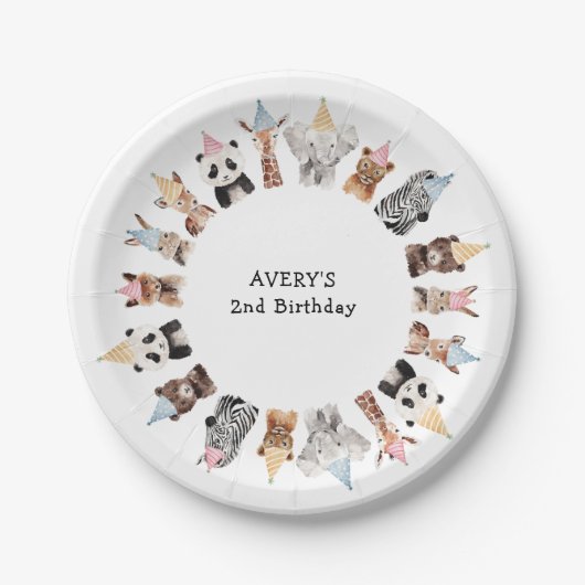 パーティー動物誕生日 ペーパープレート (正面)