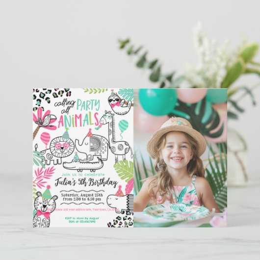 パーティー動物誕生日 招待状 (スタンド正面)