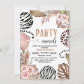 パーティー動物赤ちゃんシャワーヒョウ印刷Junglワイルド 招待状 (正面)