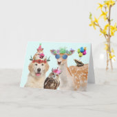 パーティー動物野生誕生日 カード (黄色い花)