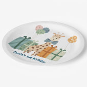 パーティー動物,ギリンとギフトと気球 ペーパープレート (アングル)