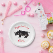 パーティー動物 – グラフィックRHINOCEROS -ハッピーバースデー ペーパープレート (パーティー)