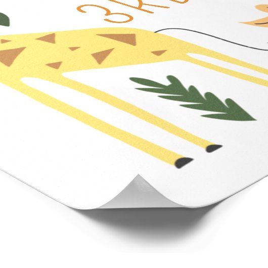 パーティー動物！サファリの誕生日パーティーのウェルカムサイン ポスター (角)