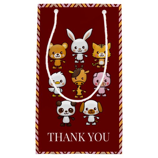 パーティー動物，シェブロンありがとう好意バッグ スモールペーパーバッグ (正面)