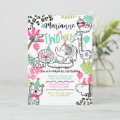 パーティー動物，ジャングルサファリ2歳の誕生日 招待状 (スタンド正面)