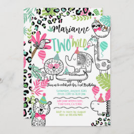 パーティー動物，ジャングルサファリ2歳の誕生日 招待状