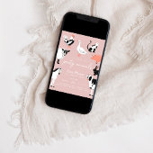 パーティー動物 |ピンクキッズ牛プリント家畜 招待状