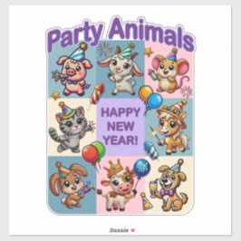 パーティー動物「新年おめでとう」 シール