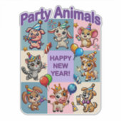 パーティー動物「新年おめでとう」 シール (正面)