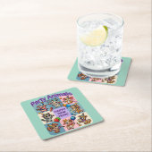 パーティー動物「新年おめでとう」 スクエアペーパーコースター (インサイチュ)