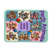 パーティー動物「新年おめでとう」 マグネット (横)