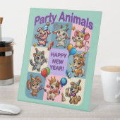 パーティー動物「新年おめでとう」 台座サイン (インサイチュ)