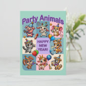 パーティー動物「新年おめでとう」 招待状 (スタンド正面)